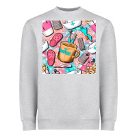 Heather Grey hospital nurse coffee cups with leopard seamless pattern bbs Heavyweight Sweatshirt - BundleAndBundleShop