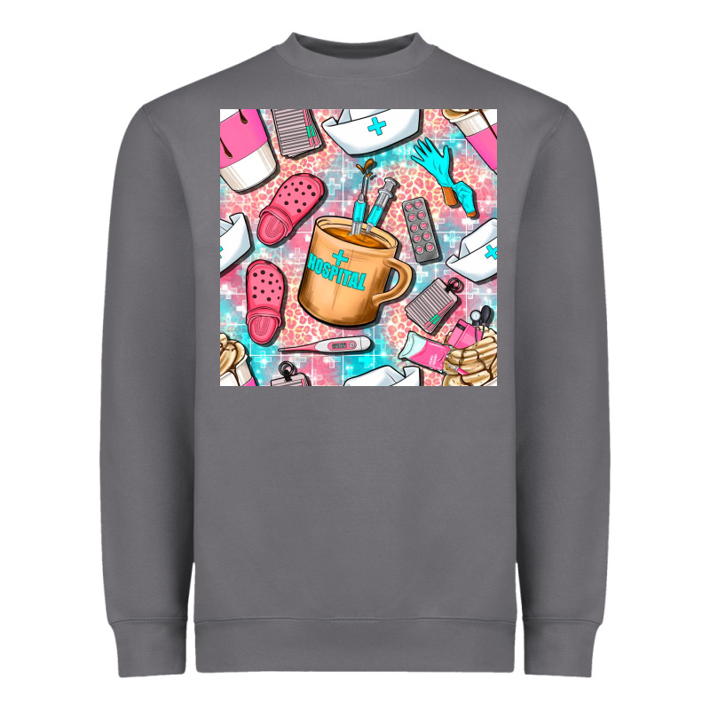 Hospital Nurse Coffee Cups With Leopard Seamless Pattern Bbs Heavyweight Sweatshirt by BundleAndBundleShop | Teevron