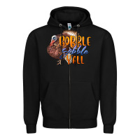Black Fall Gobble Gobble Y'all Zipper Hoodie - LillyAllenDesigns