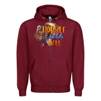 Burgundy Fall Gobble Gobble Y'all Zipper Hoodie - LillyAllenDesigns