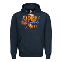 Navy Fall Gobble Gobble Y'all Zipper Hoodie - LillyAllenDesigns