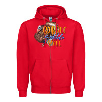 Red Fall Gobble Gobble Y'all Zipper Hoodie - LillyAllenDesigns