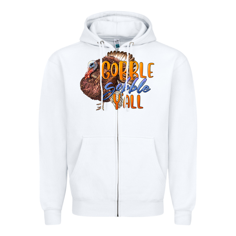Fall Gobble Gobble Y'all Zipper Hoodie by LillyAllenDesigns | Teevron