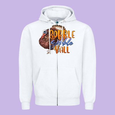 Fall Gobble Gobble Y'all Zipper Hoodie Designed By Lillyallendesigns