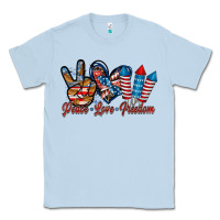 Dusty Blue peace love freedom Classic Tee - RacoonDesign