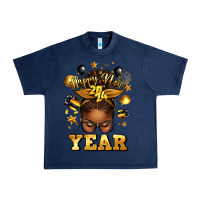 Navy happy new year afro messy bun Urban Heavy Tee - texasbilliewilder