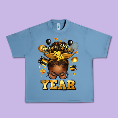 Happy New Year Afro Messy Bun Urban Heavy Tee Designed By Texasbilliewilder