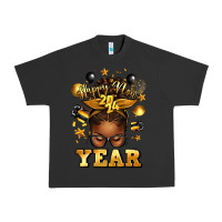 Pigment Black happy new year afro messy bun Urban Heavy Tee - texasbilliewilder