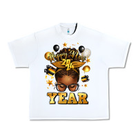 White happy new year afro messy bun Urban Heavy Tee - texasbilliewilder