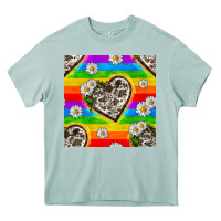 Arona Pride LGBTQ+ Cowhide Hearts And Daisy Patterns Heavy Core Tee - BundleAndBundleShop