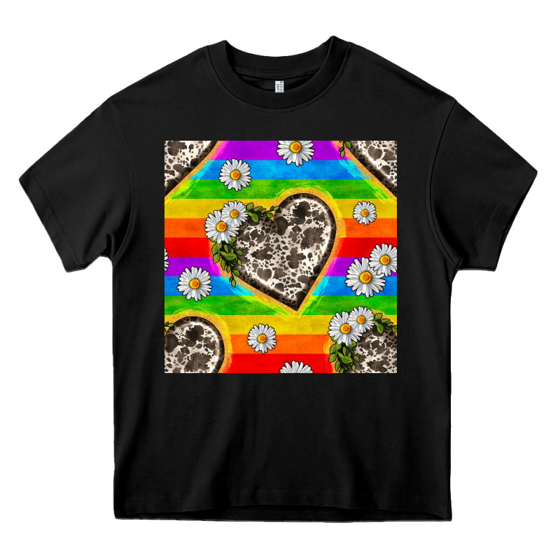 Pride Lgbtq+ Cowhide Hearts And Daisy Patterns Heavy Core Tee by BundleAndBundleShop | Teevron