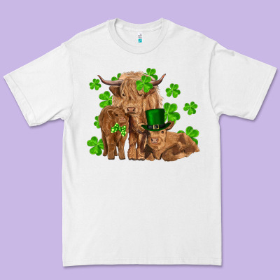 St Patricks Day Cow Family Premium Tee Designed By Ranaportraitstore