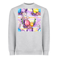 Heather Grey Easter Eggs With Flowers Seamless Pattern Heavyweight Sweatshirt - BundleAndBundleShop