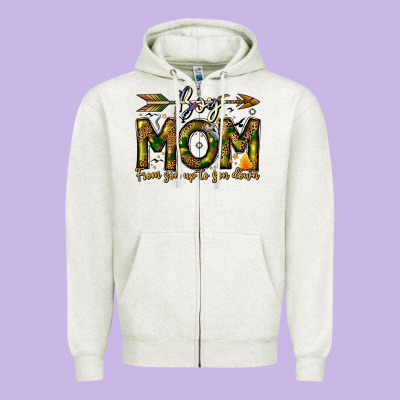 Boy Mom From Son Up To Son Down Zipper Hoodie Designed By Cowhidedigitalart