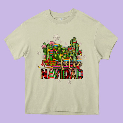 Feliz Navidad Cactus Heavy Core Tee Designed By Jahusdesignshop