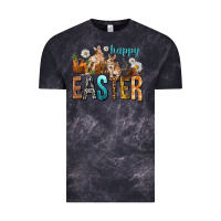 Cloud Black Happy Easter with Cowboy Vintage Tee - NancyCooperArtShop