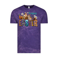 Cloud Purple Happy Easter with Cowboy Vintage Tee - NancyCooperArtShop