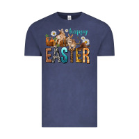 Vintage Denim Happy Easter with Cowboy Vintage Tee - NancyCooperArtShop