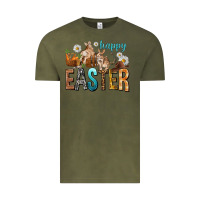 Vintage Olive Happy Easter with Cowboy Vintage Tee - NancyCooperArtShop