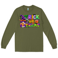 Army Green trick or treat gnome Long Sleeve Tee - CowGirlArtShop