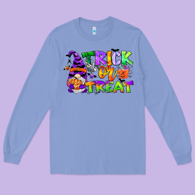 Trick Or Treat Gnome Long Sleeve Tee Designed By Cowgirlartshop