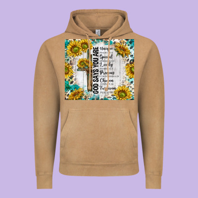 God Says You Are With Sunflower Vintage Hoodie Designed By Tumblerdesignbyshophia