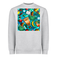 Heather Grey school boy coffe cup with camouflage seamless pattern bbs Heavyweight Sweatshirt - BundleAndBundleShop