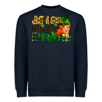 Navy Just a girl who loves St. Patrick's Day Heavyweight Sweatshirt - FaDigitalArtStudio