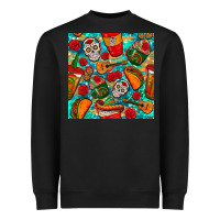 Black hispanic heritage month coffee cups and taco with glitter and leopard  Heavyweight Sweatshirt - BundleAndBundleShop
