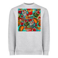 Heather Grey hispanic heritage month coffee cups and taco with glitter and leopard  Heavyweight Sweatshirt - BundleAndBundleShop