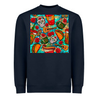 Navy hispanic heritage month coffee cups and taco with glitter and leopard  Heavyweight Sweatshirt - BundleAndBundleShop