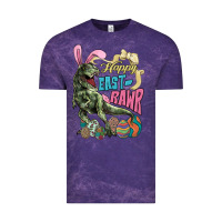 Cloud Purple Happy Easter Day T-rex Vintage Tee - NancyCooperArtShop