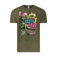 Vintage Olive Happy Easter Day T-rex Vintage Tee - NancyCooperArtShop