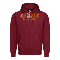 Burgundy Fall Gobble Gobble Til You Wobble Zipper Hoodie - LillyAllenDesigns