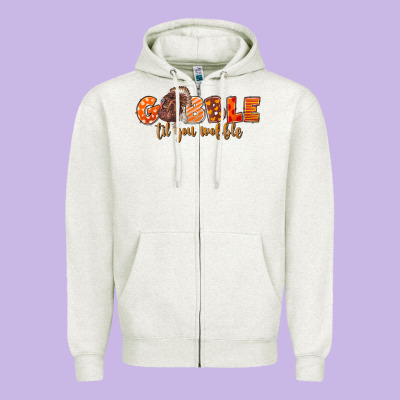 Fall Gobble Gobble Til You Wobble Zipper Hoodie Designed By Lillyallendesigns