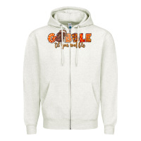 Oatmeal Heather Fall Gobble Gobble Til You Wobble Zipper Hoodie - LillyAllenDesigns