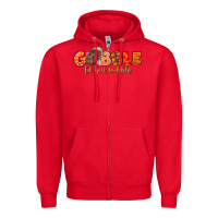 Red Fall Gobble Gobble Til You Wobble Zipper Hoodie - LillyAllenDesigns