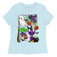 Baby Blue cute ghost Ladies Tee - LillyAllenDesigns