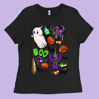 Cute Ghost Ladies Tee Designed By Lillyallendesigns