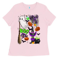 Bubblegum Pink cute ghost Ladies Tee - LillyAllenDesigns