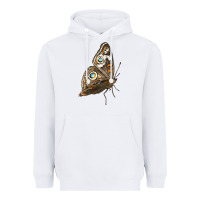 White Flying Common Buckeye Butterfly Heavyweight Hoodie - LillyAllenDesigns