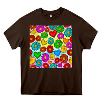 Chocolate Brown Pride lgbtq flowers and hearts seamless pattern Heavy Core Tee - BundleAndBundleShop