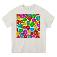 Cream Pride lgbtq flowers and hearts seamless pattern Heavy Core Tee - BundleAndBundleShop