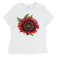 White ProCut Red Sunflower Ladies Tee - LillyAllenDesigns