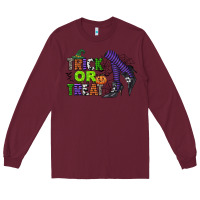 Burgundy trick or treat Long Sleeve Tee - CowGirlArtShop