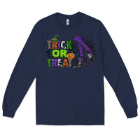 Navy trick or treat Long Sleeve Tee - CowGirlArtShop