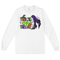 White trick or treat Long Sleeve Tee - CowGirlArtShop
