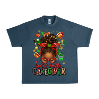 Midnight Navy santas favorite caregiver afro messy bun Urban Heavy Tee - texasbilliewilder