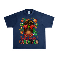 Navy santas favorite caregiver afro messy bun Urban Heavy Tee - texasbilliewilder