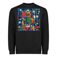 Black christmas ho ho ho with coffee cups and ornaments with plaid seamless  Heavyweight Sweatshirt - BundleAndBundleShop